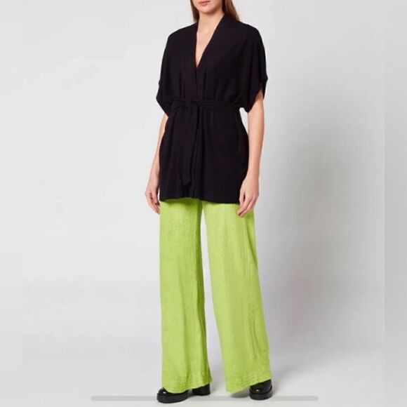Terry by SIMON MILLER Lono Short Sleeve KIMONO Size XS Belted Wrap Top Black - Picture 1 of 8